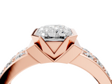 Rose gold Radiant Brilliant Diamond Channel Set Wide Band Ring with Bezel Setting_24