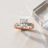 Rose gold Radiant Brilliant Diamond Five-Stone Engagement Ring with Prong Setting on a Classic Band_15