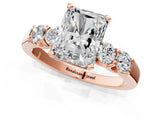 Rose gold Radiant Brilliant Diamond Five-Stone Engagement Ring with Prong Setting on a Classic Band_16