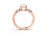 Rose gold Radiant Brilliant Diamond Five-Stone Engagement Ring with Prong Setting on a Classic Band_18