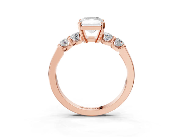 Rose gold Radiant Brilliant Diamond Five-Stone Engagement Ring with Prong Setting on a Classic Band