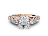 Rose gold Radiant Brilliant Diamond Pavé Band with Six-Prong Setting_3