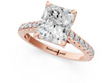 Rose gold Radiant Brilliant Diamond Solitaire with Pavé Band and Four-Prong Setting 1