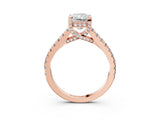 Rose gold Radiant Brilliant Diamond Solitaire with Pavé Band and Four-Prong Setting 3