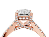 Rose gold Radiant Brilliant Diamond Solitaire with Pavé Band and Four-Prong Setting 4