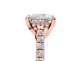 Rose gold Radiant Brilliant Diamond Solitaire with Pavé Band and Four-Prong Setting 5