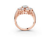 Rose gold Radiant Brilliant Flower Halo Diamond Split Shank Ring_48