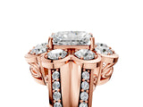 Rose gold Radiant Brilliant Flower Halo Diamond Split Shank Ring_50