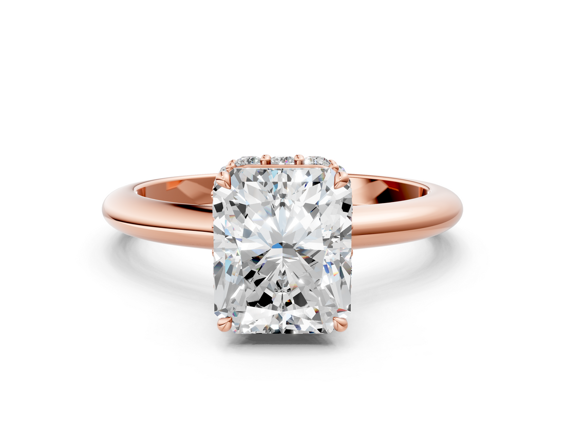 Rose gold Radiant Brilliant Solitaire Engagement Ring with Six-Prong Setting and Classic Band_20