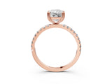 Rose gold Radiant Brilliant Solitaire with Pavé Band and Claw Prong Setting_10