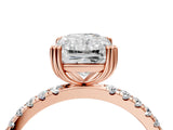 Rose gold Radiant Brilliant Solitaire with Pavé Band and Claw Prong Setting_11