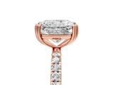 Rose gold Radiant Brilliant Solitaire with Pavé Band and Claw Prong Setting_12