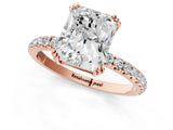 Rose gold Radiant Brilliant Solitaire with Pavé Band and Claw Prong Setting_8