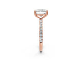 Rose gold Radiant Brilliant Solitaire with Pavé Band and Claw Prong Setting_9