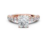 Rose gold Radiant Brilliant Solitaire with Pavé Band and Four-Prong Setting_63