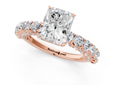 Rose gold Radiant Brilliant Solitaire with Pavé Band and Four-Prong Setting_64