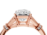 Rose gold Radiant Brilliant Solitaire with Pave Band and Four-Prong Setting_24