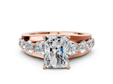 Rose gold Radiant Brilliant Solitaire with Side Stones on a Pave Band and Four-Prong Setting_24