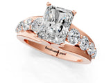 Rose gold Radiant Brilliant Solitaire with Side Stones on a Pave Band and Four-Prong Setting_25