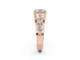Rose gold Radiant Brilliant Solitaire with Side Stones on a Pave Band and Four-Prong Setting_26