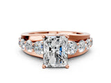 Rose gold Radiant Brilliant Solitaire with Side Stones on a Pave Band and Four-Prong Setting_49
