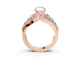 Rose gold Radiant Brilliant Solitaire with Side Stones on a Pave Band and Four-Prong Setting_52
