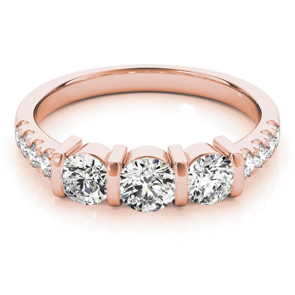 Rose gold Radiant Brilliant Trilogy Channel Set Diamond Ring with Bar Prongs 2