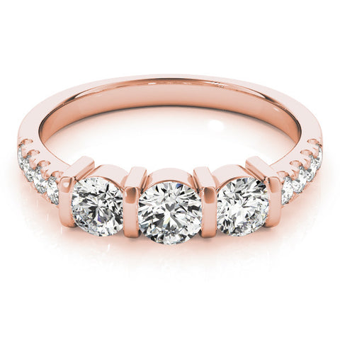 Rose gold Radiant Brilliant Trilogy Channel Set Diamond Ring with Bar Prongs 2