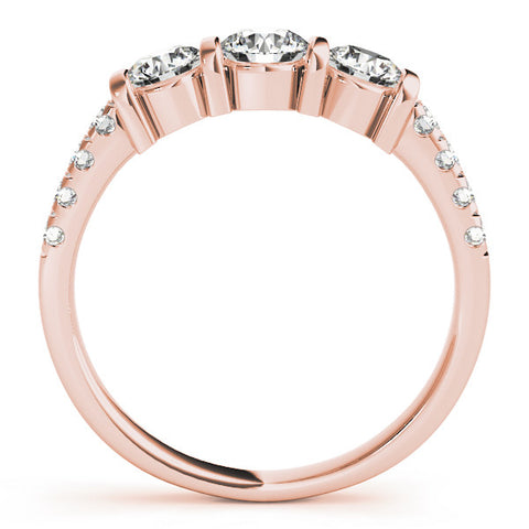 Rose gold Radiant Brilliant Trilogy Channel Set Diamond Ring with Bar Prongs