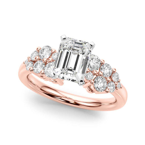 Rose gold Radiant Cluster Diamond Engagement Ring with Pavé Band and Four-Prong Setting 2
