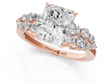 Rose gold Radiant Cluster Diamond Engagement Ring with Pavé Band and Four-Prong Setting_64