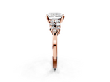 Rose gold Radiant Cluster Diamond Engagement Ring with Pavé Band and Four-Prong Setting_65