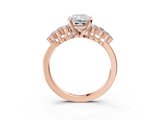Rose gold Radiant Cluster Diamond Engagement Ring with Pavé Band and Four-Prong Setting_66