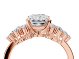 Rose gold Radiant Cluster Diamond Engagement Ring with Pavé Band and Four-Prong Setting_67