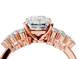Rose gold Radiant Cluster Diamond Engagement Ring with Pavé Band and Four-Prong Setting_68