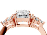 Rose gold Radiant Cut Brilliant Diamond Cluster Accent Solitaire Ring with Prong Setting_19