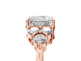 Rose gold Radiant Cut Brilliant Diamond Cluster Accent Solitaire Ring with Prong Setting_20