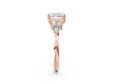 Rose gold Radiant Cut Brilliant Diamond Solitaire Ring with Pear Side Stones and Four-Prong Setting_5