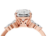 Rose gold Radiant Cut Brilliant Diamond Solitaire Ring with Pear Side Stones and Four-Prong Setting_7