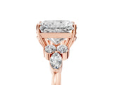 Rose gold Radiant Cut Brilliant Diamond Solitaire Ring with Pear Side Stones and Four-Prong Setting_8