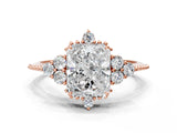 Rose gold Radiant Cut Brilliant Diamond with Cluster Setting on a Beaded Band and Four-Prong Setting_15
