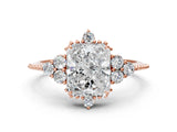 Rose gold Radiant Cut Brilliant Diamond with Cluster Setting on a Beaded Band and Four-Prong Setting_3