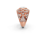 Rose gold Radiant Cut Brilliant Halo Pave Diamond Milgrain Ring_11