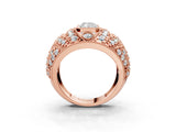 Rose gold Radiant Cut Brilliant Halo Pave Diamond Milgrain Ring_12