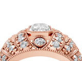 Rose gold Radiant Cut Brilliant Halo Pave Diamond Milgrain Ring_13