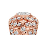 Rose gold Radiant Cut Brilliant Halo Pave Diamond Milgrain Ring_14
