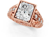 Rose gold Radiant Cut Brilliant Milgrain Filigree Diamond Ring with Square Prong Setting_14