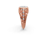 Rose gold Radiant Cut Brilliant Milgrain Filigree Diamond Ring with Square Prong Setting_15