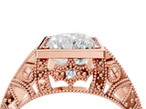 Rose gold Radiant Cut Brilliant Milgrain Filigree Diamond Ring with Square Prong Setting_17