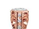 Rose gold Radiant Cut Brilliant Milgrain Filigree Diamond Ring with Square Prong Setting_18
